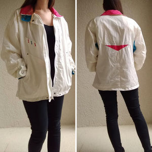 Vintage Utex White, Pink, & Blue Windbreaker